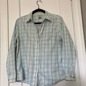 Light Blue Plaid LL Bean Button-Up Shirt